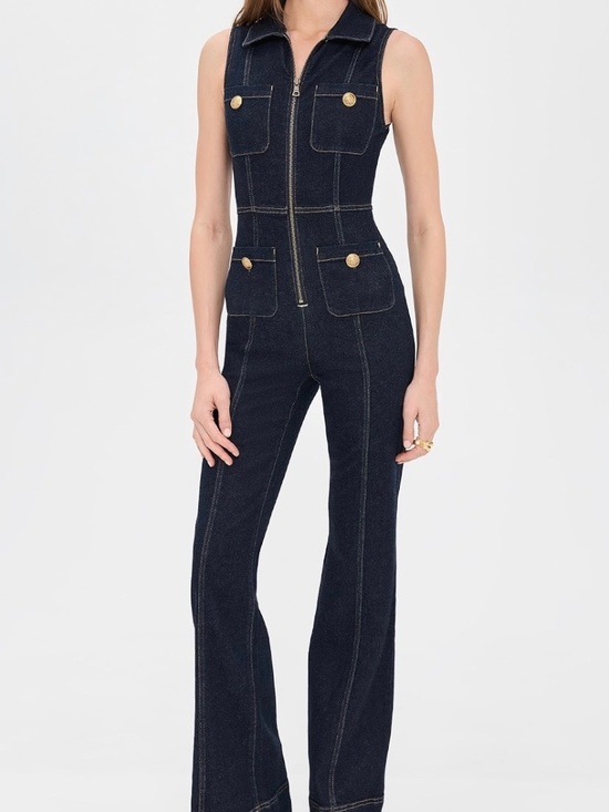 Alice + Olivia Pants - Alice + Olivia Sleeveless Denim Jumpsuit Sz 28
